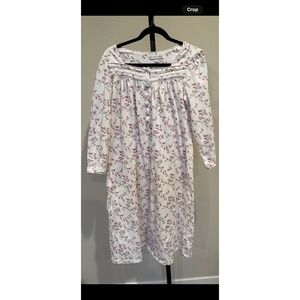 Eileen West floral lace long sleeve nightgown Cotton Short Ballet Size S